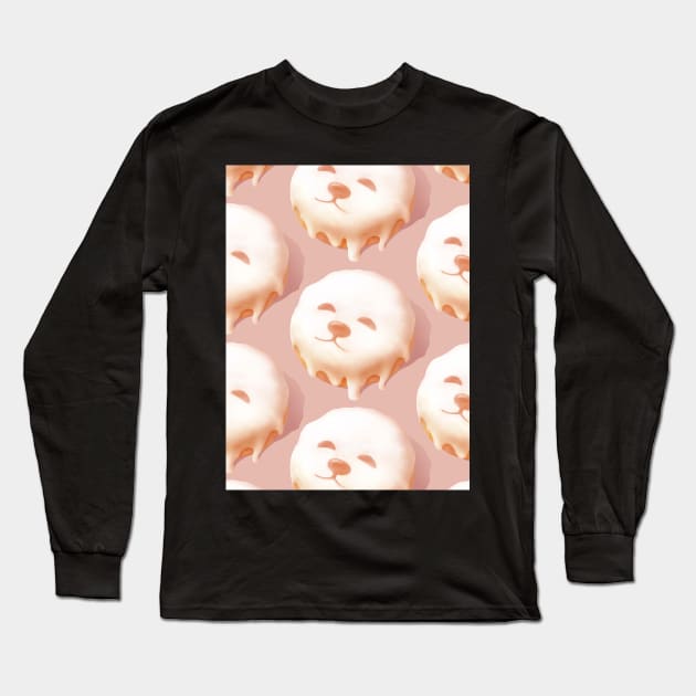 Smile Dog Donut Pattern Long Sleeve T-Shirt by zkozkohi